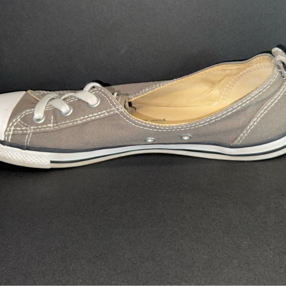 Converse Gray and White Canvas Sneakers with Rubber Toe Cap - Picture 6 of 10